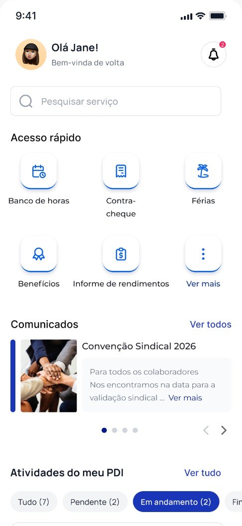 App do colaborador do RHGestão no celular